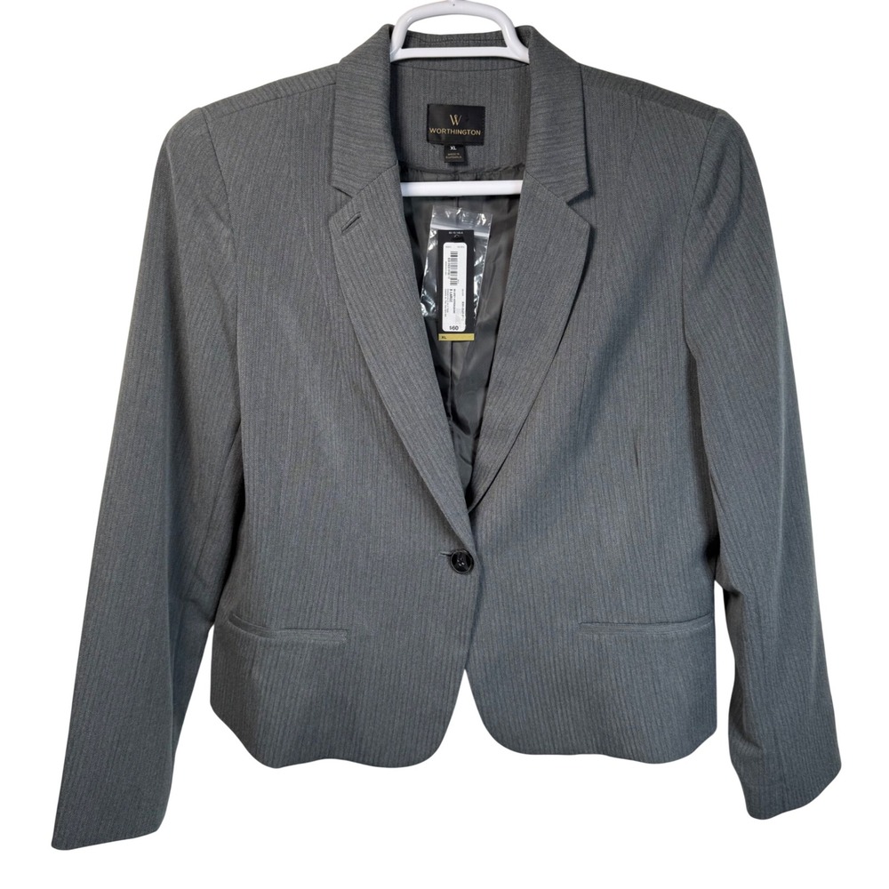 NWT Worthington Herringbone Blazer Jacket Women XL Professional Stretch Office